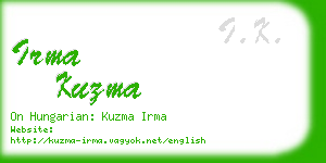 irma kuzma business card